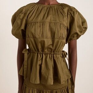 Damson Madder Hadley Blouse in Olive Green